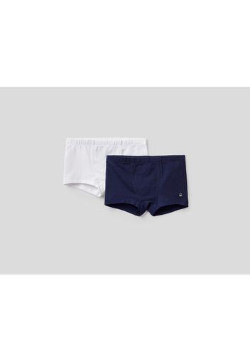 Benetton, Zwei Boxershorts Aus Elastischer Baumwolle, taglia 90, Dunkelblau, Kinder