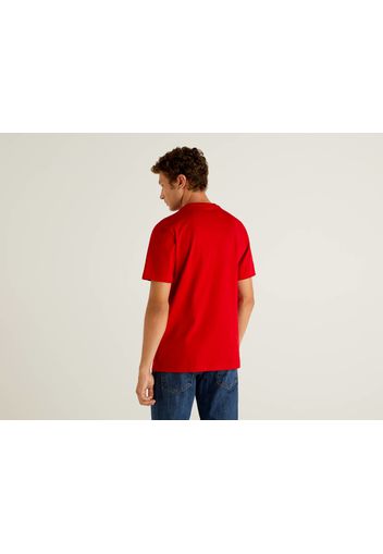 Benetton, Basic-t-shirt Aus 100% Bio-baumwolle, taglia EL, Rot, Herren