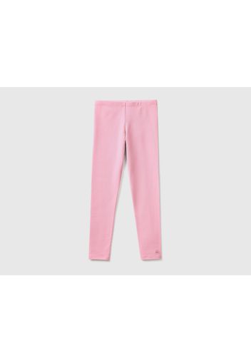 Benetton, Leggings Aus Stretchiger Baumwolle Mit Logo, taglia 2XL, Pink, female