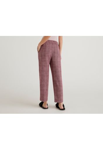 Benetton, Jacquard-hose Im Prince-of-wales-karomuster, taglia L, Braun, Damen