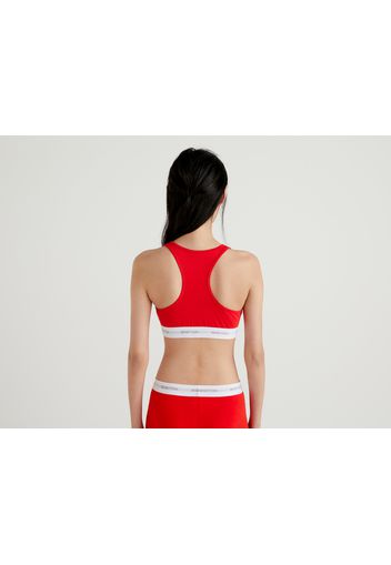 Benetton, Top Aus Stretchiger Bio-baumwolle In Rot, taglia 4°, Rot, Damen