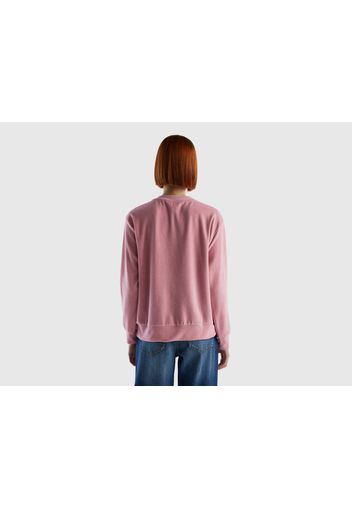 Benetton, Sweatshirt Aus Bio Baumwollmischung, taglia L, Pink, female