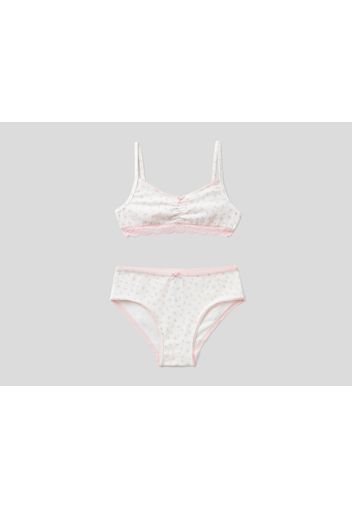 Benetton, Brassiére Und Slip Aus Stretchiger Baumwolle, taglia 2XL, Pastellrosa, Kinder