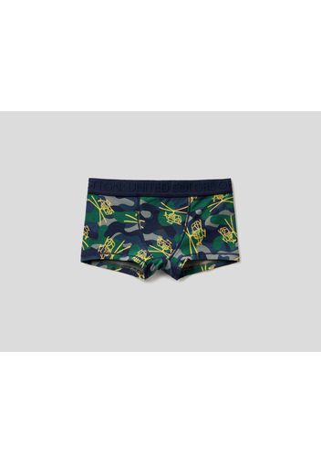 Benetton, Camouflage-boxershorts Aus Stretchiger Baumwolle, taglia 90, Bunt, Kinder