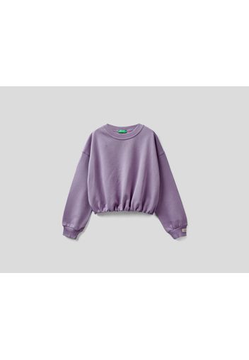 Benetton, Cropped-sweatshirt Aus Bio-baumwolle, taglia , Purpur, Kinder