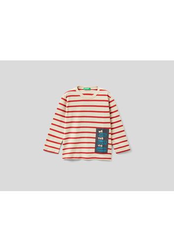 Benetton, Gestreiftes Shirt In Warmer Baumwolle, taglia , Rot, Kinder