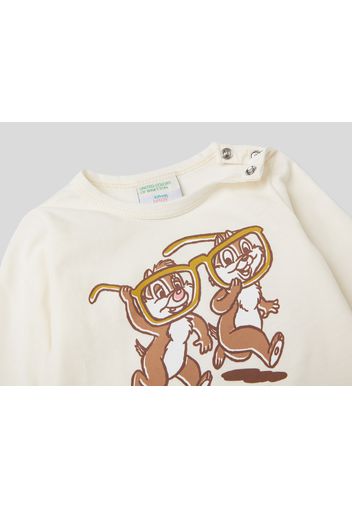 Benetton, Warmes Shirt Mit Chip Und Chap-print, taglia , Cremeweiss, Kinder