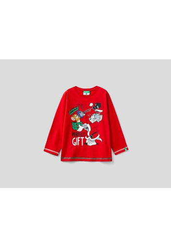 Benetton, Weihnachtliches Tom&amp;jerry T-shirt, taglia , Rot, Kinder