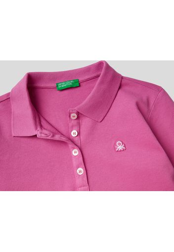 Benetton, Polo Aus Bio-baumwolle Mit Langen Ärmeln, taglia , Weiss, Kinder