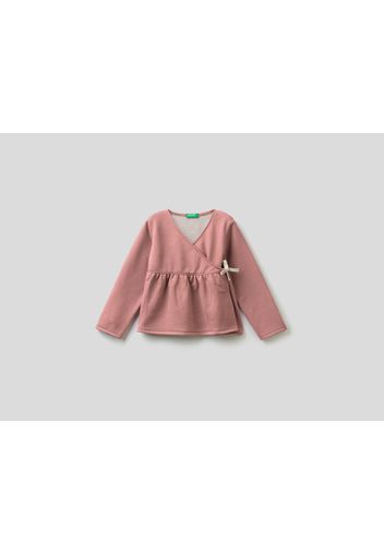 Benetton, Sweatshirt Mit Überkreuztem Design Und Lurex, taglia , Zartrosa, Kinder