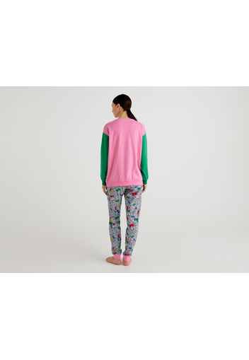 Benetton, Warmer Pyjama Mit Tweety-print, taglia L, Bunt, Damen