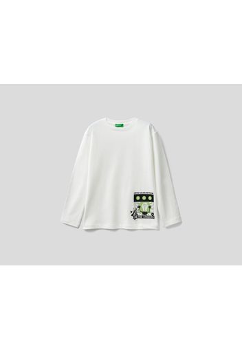 Benetton, Shirt Mit Fotoprint, taglia , Cremeweiss, Kinder