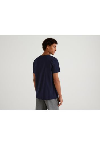 Benetton, Relaxed Fit-t-shirt Mit Stickereien, taglia XXL, Dunkelblau, Herren