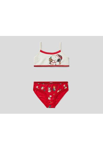 Benetton, Peanuts-set Mit Slip Und Bh, taglia 2XL, Cremeweiss, Kinder