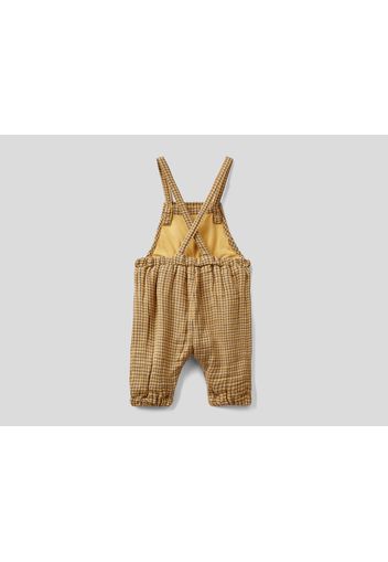 Benetton, Karierte Latzhose Aus Reiner Baumwolle, taglia , Beige, Kinder