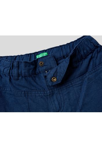 Benetton, Hose Aus 100 % Baumwolle Mit Aufnäher, taglia , Dunkelblau, Kinder