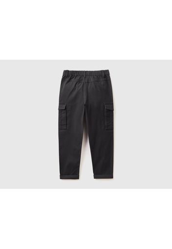 Benetton, Cargohose Aus Stretchiger Baumwolle, taglia 2XL, Schwarz, male