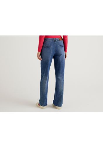 Benetton, Wide Fit-jeans Mit Geradem Bein, taglia 38, Blau, Damen