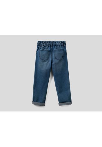 Benetton, Baggy-fit-jeans Mit Gerafftem Bund, taglia , Blau, Kinder