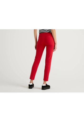 Benetton Online exclusive, Slim-fit-chinos Aus Roter Baumwolle, taglia 38, Rot, Damen