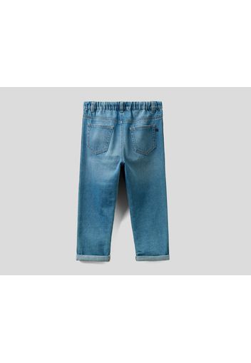 Benetton, Baggy Fit-jeans Mit Seitlichen Bändern, taglia , Blau, Kinder