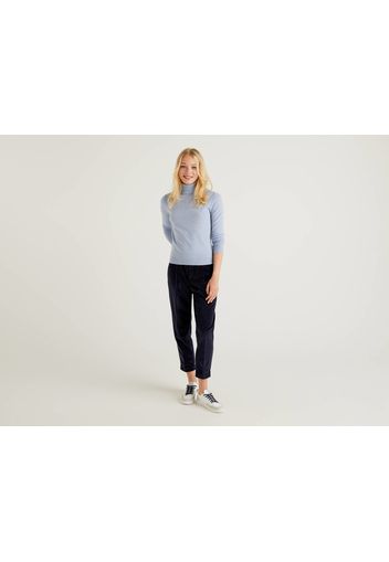 Benetton, Chinos Aus Samt Mit Elastischem Bund, taglia L, Dunkelblau, Damen