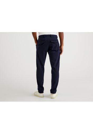 Benetton, Slim-fit-chinos Mit Bundfalten, taglia 44, Dunkelblau, Herren