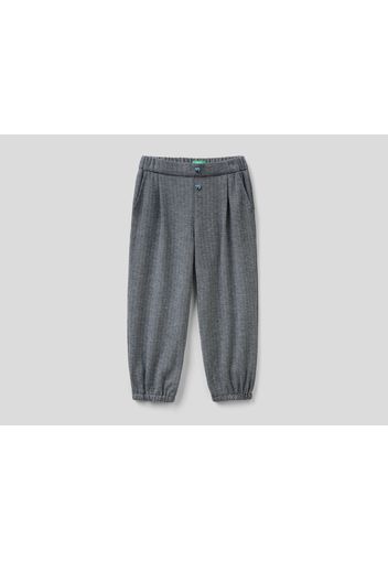 Benetton, Jacquard-hose In Einer Viskosemischung, taglia , Grau, Kinder