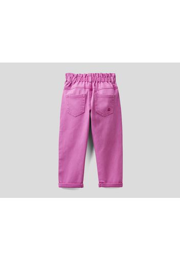 Benetton, Paperbag-hose Aus Bio-baumwolle, taglia , Mauve, Kinder