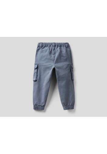 Benetton, Cargohose Aus Stretchiger Baumwolle, taglia , Taubenblau, Kinder