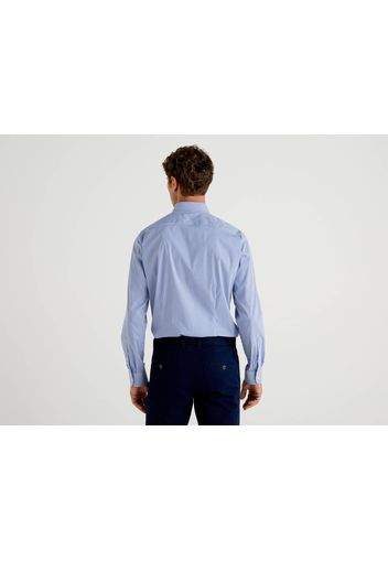 Benetton, Slim-fit-hemd Aus Einer Stretchigen Baumwollmischung, taglia EL, Hellblau, Herren