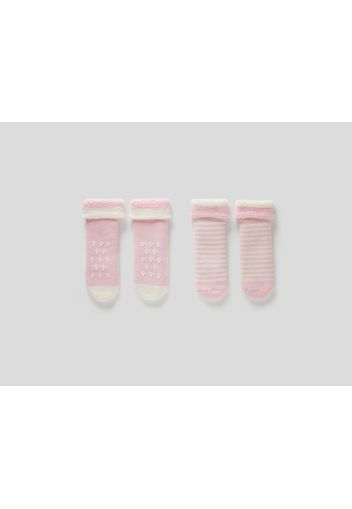 Benetton, 2er-pack Socken Aus Frottee, taglia 62, Zartrosa, Kinder