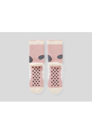 Benetton, Anti-rutsch-socken In Rosa Mit Schaf-design, taglia 20-24, Pink, Kinder