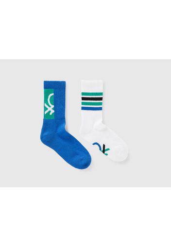 Benetton, 2er-pack Socken Aus Frottee, taglia 30-34, Bunt, male