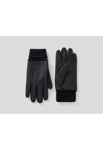 Benetton, Handschuhe Aus Leder Und Stoff, taglia L, Schwarz, Herren