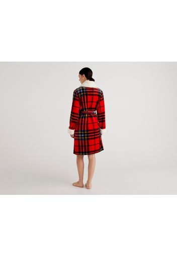 Benetton, Tartan-morgenmantel Aus Kunstfell, taglia M, Bunt, female