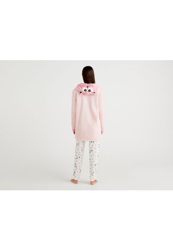 Benetton, Morgenmantel Aus Kunstfell Mit Uhu-design, taglia M, Pink, Damen