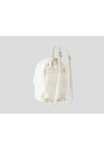 Benetton, Rucksack Aus Kunstfell, taglia OS, Cremeweiss, Kinder