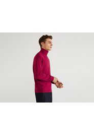 Benetton, Rollkragenpullover Aus 100% Schurwolle, taglia EL, Bordeaux, Herren