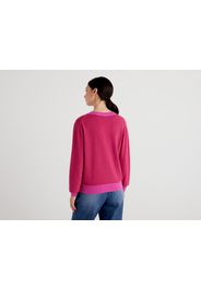 Benetton, Pullover In Einer Cashmeremischung Mit V-ausschnitt, taglia L, Zyklame, female