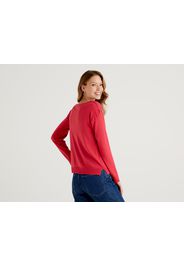 Benetton, Pullover Mit Carmenausschnitt, taglia L, Zyklame, Damen