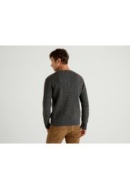 Benetton, Pullover Aus Reiner Shetlandwolle, taglia EL, Dunkelgrau, Herren