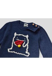 Benetton, Pullover Aus Einer Wollmischung Mit Stickerei, taglia , Dunkelblau, Kinder