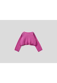 Benetton, Cropped-pullover Mit Nieten, taglia , Zyklame, Kinder