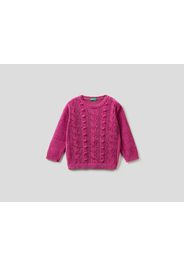 Benetton, Pullover Aus Chenille Mit Flechtmuster, taglia , Zyklame, Kinder