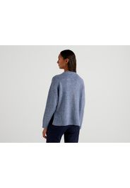 Benetton, Boxy-fit-pullover In Einer Bouclé-wollmischung, taglia L, Hellblau, Damen