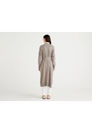 Benetton, Lange Strickjacke In Einer Mischung Aus Seide Und Cashmere, taglia M-L, Grau, Damen