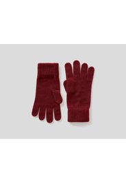 Benetton, Handschuhe Aus Reiner Schurwolle, taglia L, Bordeaux, Herren