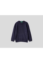 Benetton, Gestreifter Pullover Mit Aufnäher, taglia , Dunkelblau, Kinder