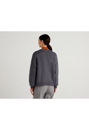 Benetton, Boxy-fit-pullover Mit Besonderer Verarbeitung, taglia L-XL, Dunkelgrau, female